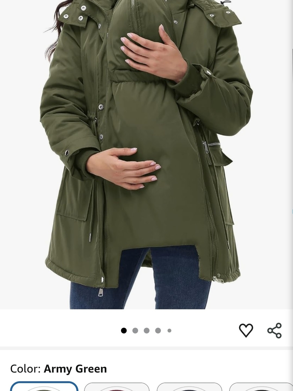 Army Green Maternity Parka Jacket - New